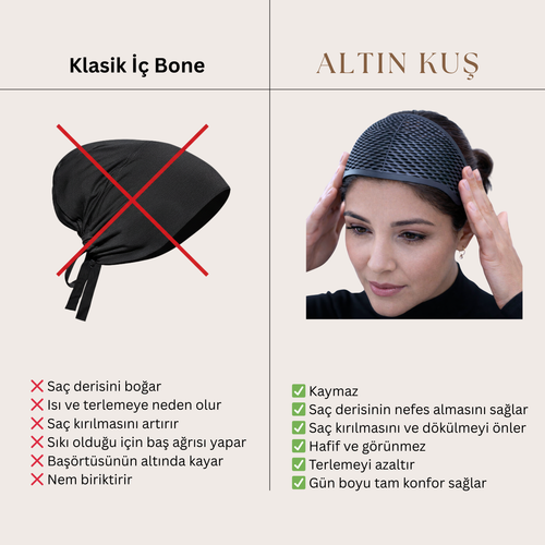 Başörtü Kayma Engelleyici Taç AltınKuş